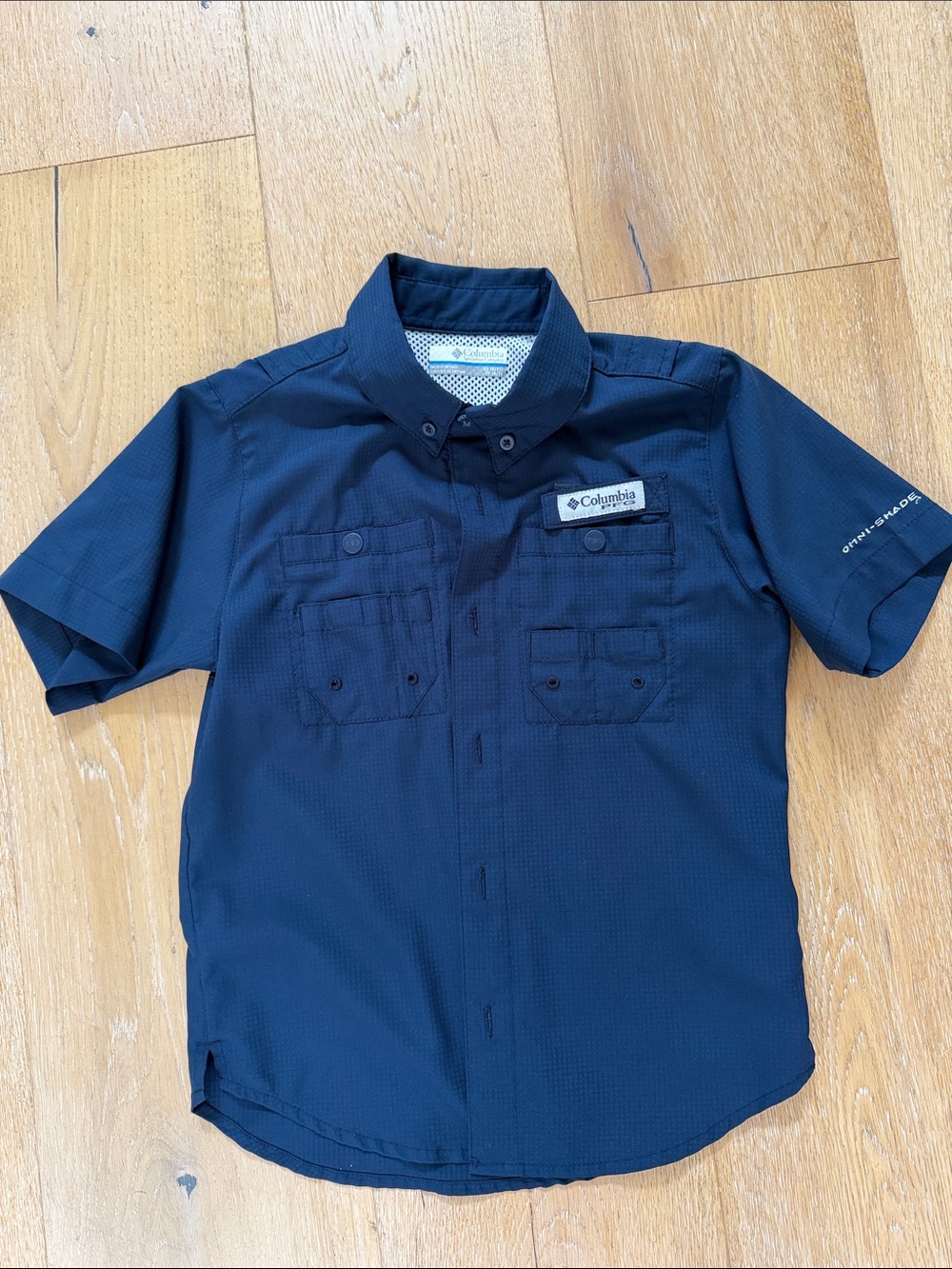Columbia Boy's Short Sleeve Button-Down Shirt - Navy